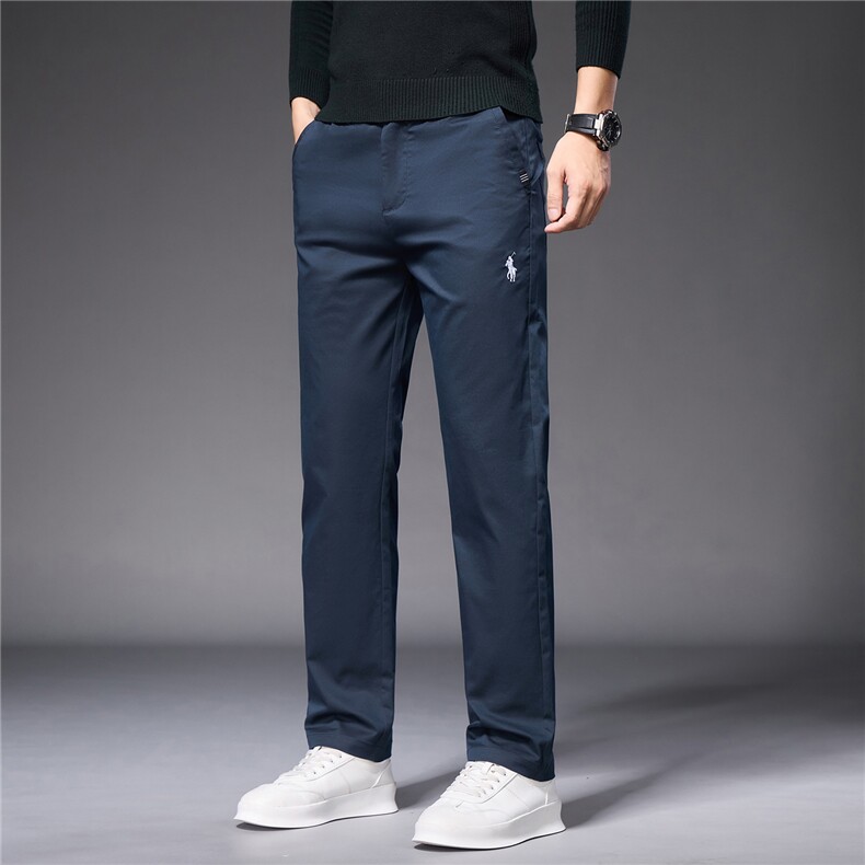 秋冬厚款精梳棉休闲裤男直筒宽松弹力加厚刺绣简约百搭裤子男现货，男装休闲裤，星座224-1