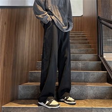 k1029-p40-控58M-5XL大码宽松显瘦港风高阶宽松牛仔裤黄泥，男装牛仔裤，星座116