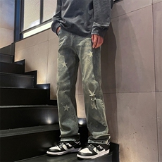 美式高街牛仔裤男女潮牌个性显高ins休闲裤B381-1/756P58，男装牛仔裤，电商B381-1