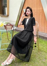 [现货]气质显瘦两件套裙，两色、四个尺码，其它，依柏璐(1F)