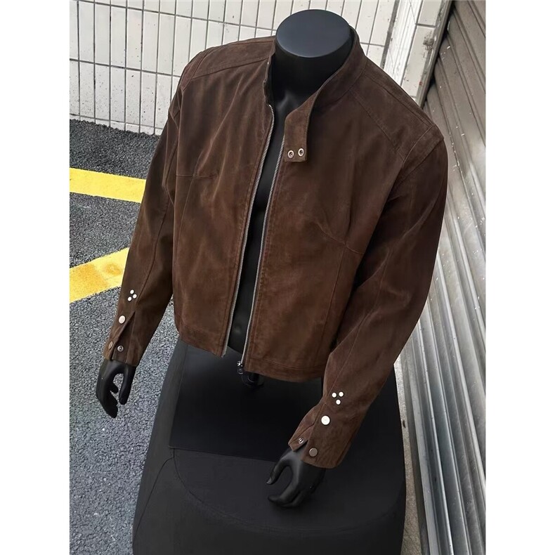 JK329LL-P76cleanfit棕色短款夹克外套高级,男装夹克,星座1007（原301D）