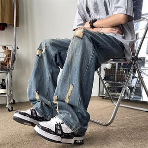美式高街破洞牛仔裤男  B9101 P45图片