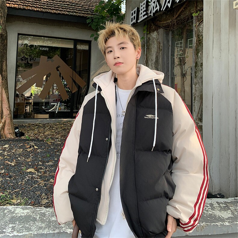 冬季新款韩版假两件宽松大码加厚棉衣外套XZ102B-1-M6636P125,男装棉衣,星座102B-1