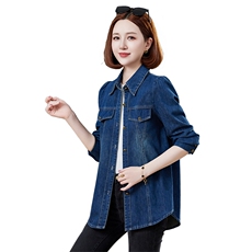 牛仔衬衫外套女2024年春秋新款初秋穿搭小个子高级感减龄衬衣上衣，女装短外套，丽影随形