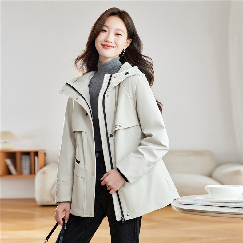 休闲连帽加绒加厚冲锋衣外套女2025秋冬新款中长款收腰派克服棉服,女装棉衣/棉服,慕咨