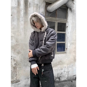 现货座山雕毛领拼接连帽棉服短款防水加厚外套男MY277/P140图片