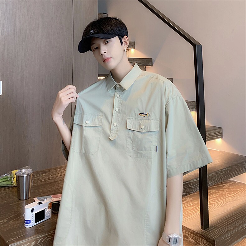 夏季韩版潮流工装短袖T恤男新款日系ins复古宽松Polo衫T1270-P33,男装Polo衫,星座512-2