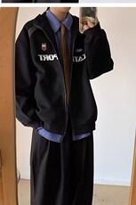 现货美式宽松落肩拼接立领卫衣男W104/P55，男装卫衣，星座205-3