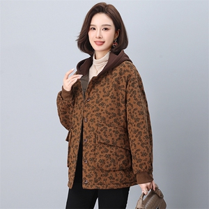 2024冬季新款加厚保暖棉衣棉服小碎花连帽韩版休闲短外套女图片