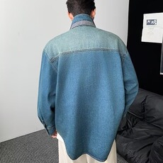 美式复古水洗渐变莱赛尔长袖牛仔衬衫男2025春季宽松翻领衬衣外套，男装衬衫，星座410-6（原星座1304-1）