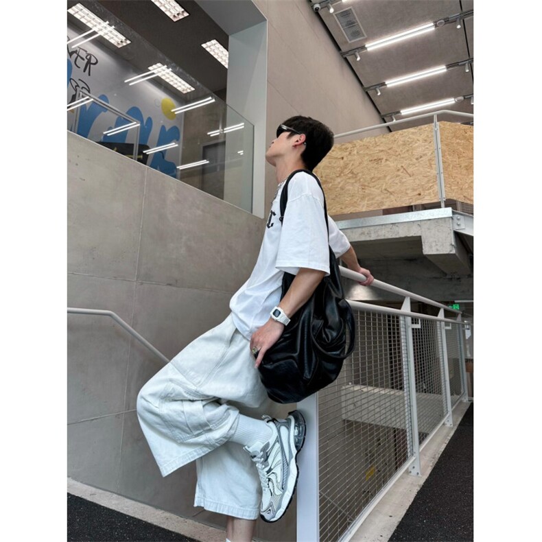 美式复古大口袋阔腿工装七分裤男女休闲宽松百搭潮牌短裤K121,男装牛仔裤,星座1116A（原606A-3）