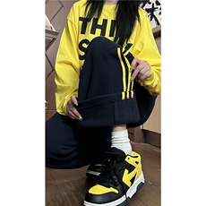 2025冬季新款潮流条纹保暖摇粒绒宽松休闲裤B315-K898-p55控78，男装休闲裤，电商B315