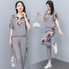 现货夏天休闲运动套装女夏季新款女装气质显瘦时髦小个子两件套，女装套装/套裙，琦鑫阁（原依鑫阁）