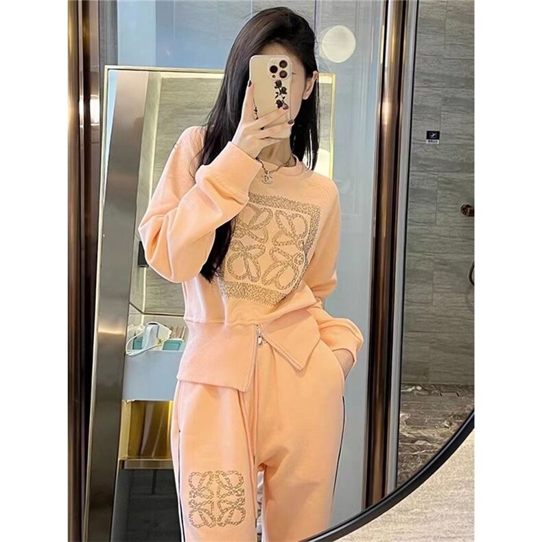 现货圆领烫钻卫衣时尚套装女秋冬季新款小众设计感气质两件套,男装休闲套装,星座1210-1