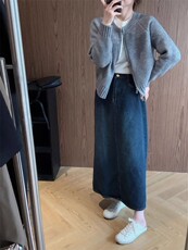 时尚百搭羊毛短款拉链开衫显瘦修身针织衫外套，女装针织衫/毛衣，鑫之绒