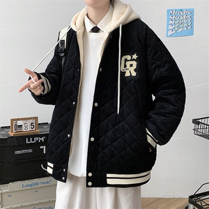 冬款港风加棉加厚宽松棉服假两件连帽外套男士8135-P140 控价178图片