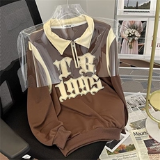 美式复古半拉链polo领卫衣男情侣装春秋季潮牌班服外套WB294-P39，男装卫衣，星座412-2