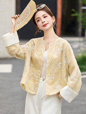 新中式国风刺绣短款外套女2025夏季新款小个子洋气减龄气质上衣女，女装短外套，美沁