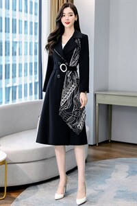 外贸出口尾单大牌剪标女尾货撤柜商场牛货气质翻领收腰风衣配丝巾，女装风衣，时尚俏佳人