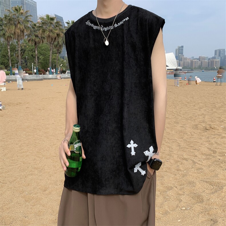 BX06-P30美式鹿皮绒潮流复古背心,男装T恤,星座1501-1