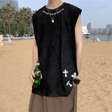 BX06-P30美式鹿皮绒潮流复古背心，男装T恤，星座1501-1
