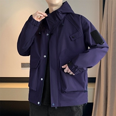 新款工装户外夹克男连帽纯色上衣冲锋衣外套DSA157B-J2527-P65，男装夹克，电商A157B