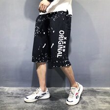 新款裤子男潮流ins运动短裤宽松潮牌休闲七分裤加肥大码592款，男装休闲裤，星座802