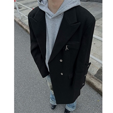 冬季高街痞帅毛呢大衣男过膝中长款宽松风衣外套XZ811A-F198-P128，男装风衣，星座811A