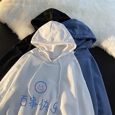 WY2183-P35加绒款-P40纯棉连帽卫衣男大码运动帽衫宽松薄外套男，男装卫衣，电商A040