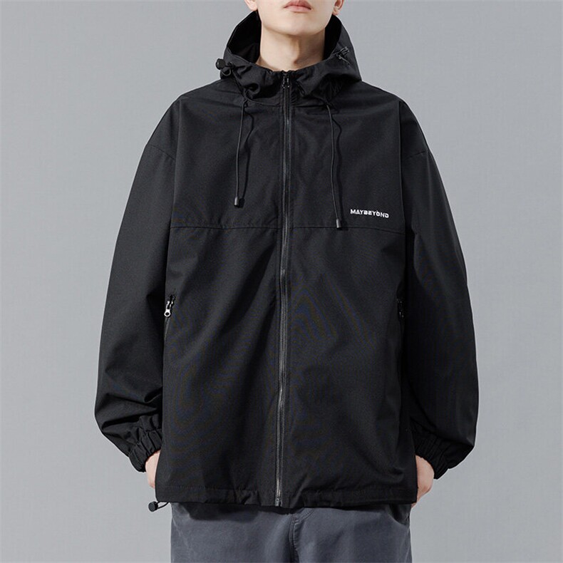 冲锋衣连帽夹克男宽松落肩纯色上衣外套DSA157B-JK727-P58,男装夹克,电商A157B