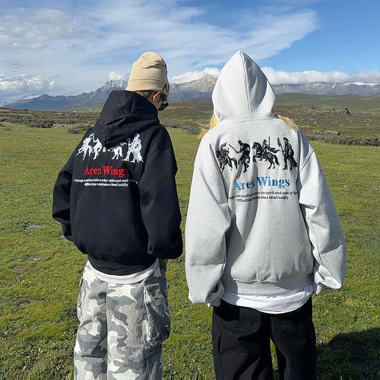 重磅港仔宽松时尚卫衣美式连帽印花潮流外套，女装短外套，四季星座505