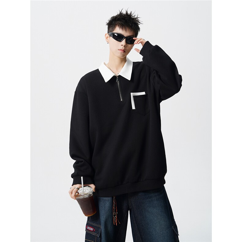 HW2510-特P45控78面布54.2棉45.8聚酯polo领情侣卫衣宽松外套男,女装短外套,电商B370