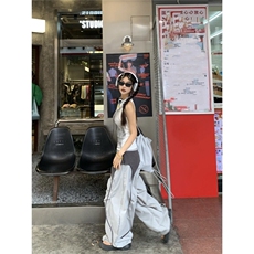 美式设计感撞色绑带弯刀裤2025街头嘻哈跳舞裤速干伞兵裤B309-P52，男装休闲裤，星座1001-1