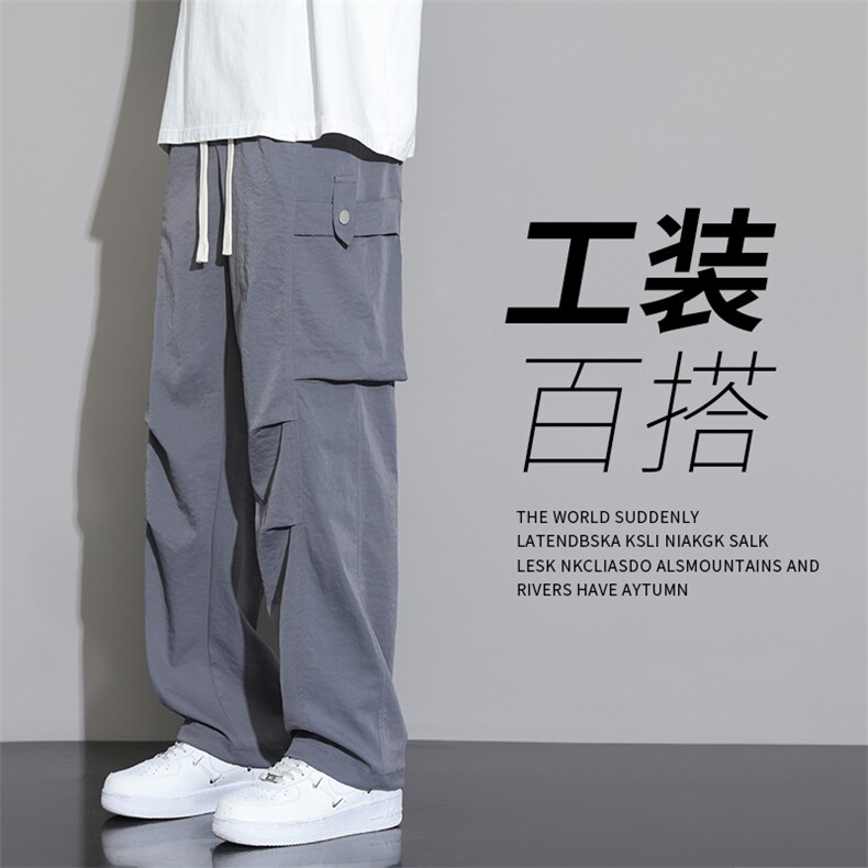 直播数据款 春季新款大口袋伞兵裤宽松直筒休闲裤工装裤 K515-P42图片