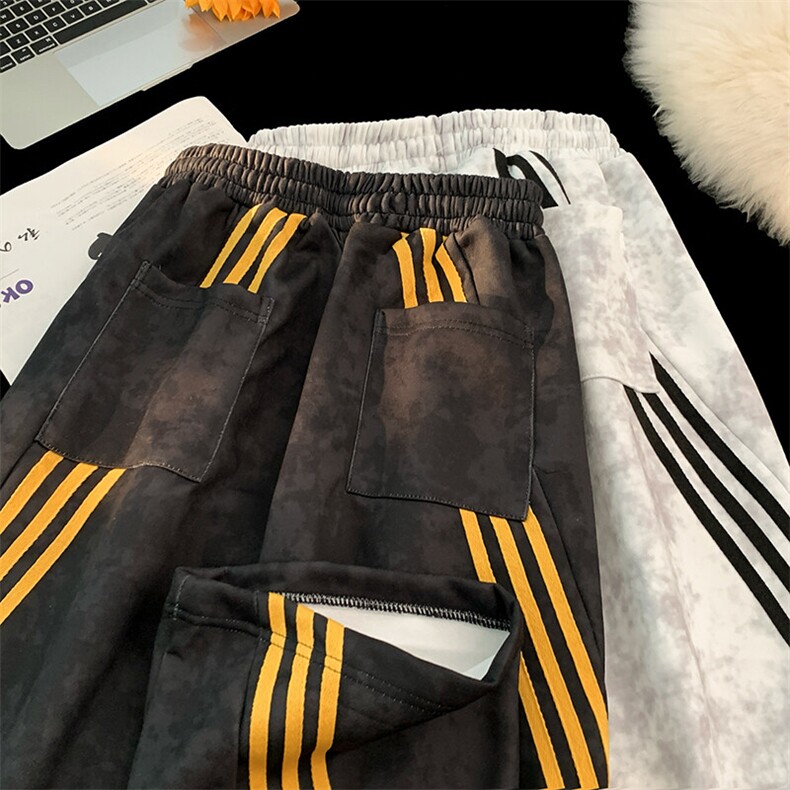 贝贝绒休闲裤男女韩版潮流运动裤帅气2025春季ins长裤K6074-P46，男装休闲裤，星座412-2