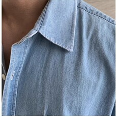 牛仔衬衫男夏季薄款韩版潮流学院风短袖衬衣ins超火百搭宽松外，男装T恤，星座302B-2