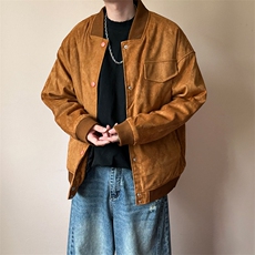 现货鹿皮绒夹克外套宽松休闲绣花棒球服男A351-AJ2595-特批P95，男装夹克，电商A351