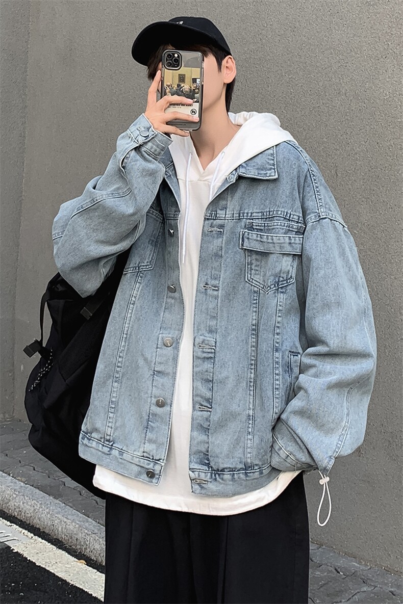 韩版原宿休闲牛仔衣工装外套宽松潮流港风夹克复古W1294-P58,男装夹克,星座512-2