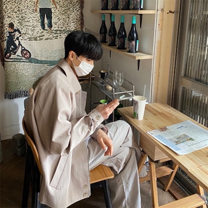 816B-JK107-P105 春季韩版男士短款翻领宽松夹克休闲拉链外套韩图片