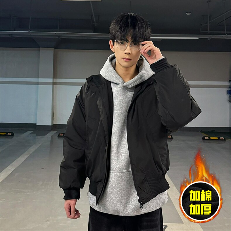 现货冬季美拉德立领飞行夹克廓形高街棒球服加棉加厚棉衣外套，男装夹克，电商A443