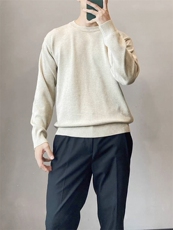 纯色横纹通勤百搭圆领毛衣针织打底衫套头E88850-P50，男装T恤，星座1012-1
