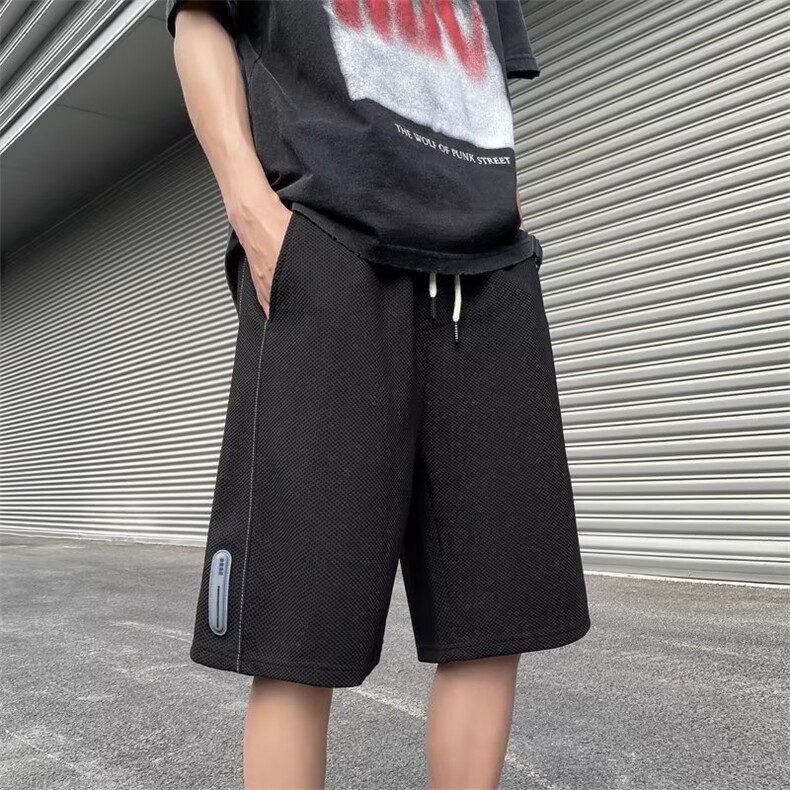 2024夏轻熟风坑条纹宽松休闲短裤百搭纯色裤子D11-P32,男装休闲裤,星座1109-3