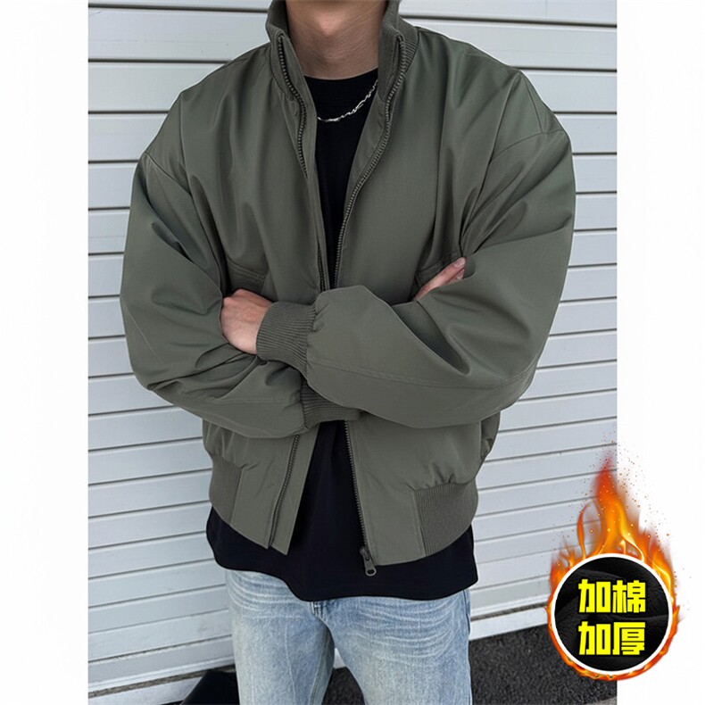 棉衣5W件现货冬季美拉德立领飞行夹克廓形高街棒球服加棉加厚外套，男装夹克，电商A486