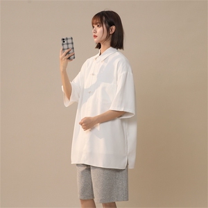 C9067/P35夏季新款新中式风格盘扣垂感衬衫男衬衣潮大码宽松上衣图片