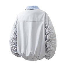 可二开条纹撞色领大码M-5XL夹克男：聚酯纤维JK78081P65控98，男装夹克，星座227-7