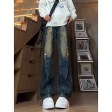 AK2114-P52复古美式高街vibe小众工装牛仔裤，女装休闲裤，星座617A-2