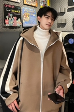 男装呢料夹克23秋冬新款毛呢大衣男生连帽外套XZ514-2-F595-P125，男装夹克，星座514-2(原B239)