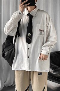 送领带910A-C1-P50控65港风秋装新款简约小清新学生潮流情侣衬衫图片