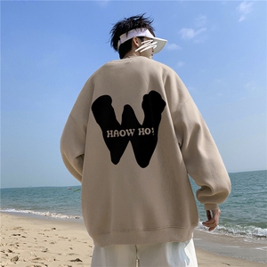 ！直播品质 重磅宽松大码港风W印花圆领卫衣WY105-特p28图片