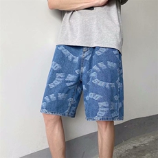 夏季牛仔短裤潮牌宽松潮流休闲五分裤港风帅气百搭中裤K1147-P38，男装休闲裤，星座512-2